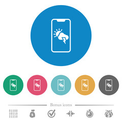 Weather forecast on modern smartphone flat round icons