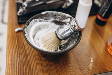 Close-up professional equipment, tools of barber, clipper. Beauty, style, fashion, healthcare and male cosmetics concept.