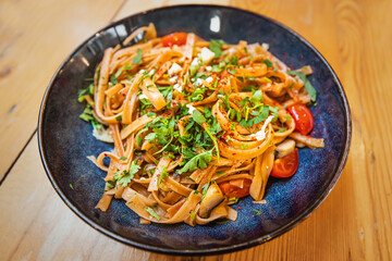 A plate with traditional Armenian noodles Arishta. National cuisine of the peoples of the world