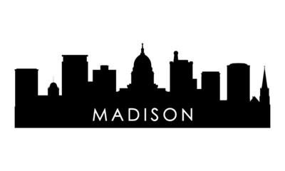 Fototapeta na wymiar Madison skyline silhouette. Black Madison city design isolated on white background.