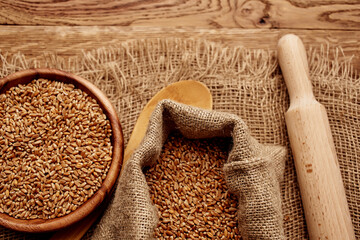 wooden table kitchen products close-up