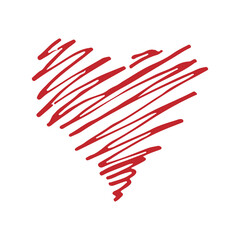 Doodle heart line art for the holiday love Valentine's Day. Hand drawn vector illustration. Simple sketch graphics. Isolated design element.