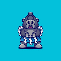 cute sumo gorilla illustration