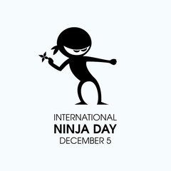 International Ninja Day vector. Ninja warrior with throwing star icon vector. Ninja Day Poster, December 5. Important day © betka82
