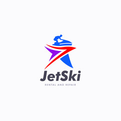Jet Ski Rental and repair logo design concept vector