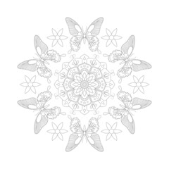 Fototapeta premium Coloring page for for children and adults. Mandala butterfly.