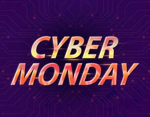 Cyber Monday. Banner for sale. 3D text. Cyber Monday Sale text.