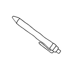 Doodle pen. A pen for writing. Single continuous line drawing of ballpoint. Back to school minimalist style. Education concept.