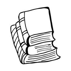 Stack of books hand drawn vector. Continuous one line drawing. Vector illustration minimalist linear hand drawn. Isolated on white background.