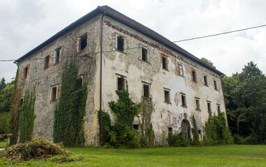 Fototapeta na wymiar old building called dvorec Prezek, Veroc log, Slovenia, Europe