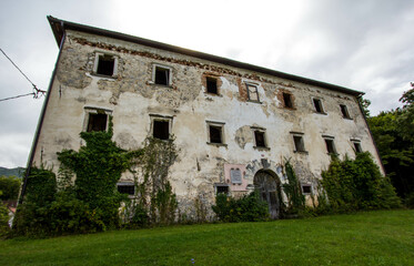 Fototapeta na wymiar old building called dvorec Prezek, Veroc log, Slovenia, Europe