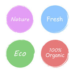 Circle sticker vector set isolated on white background. Collection of circle brush sticker for ad, label template, tag, web site, promotion and logo. Creative business concept, vector illustration