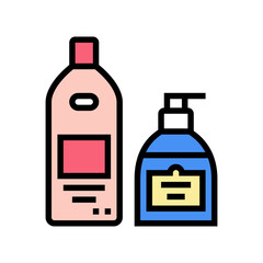 shower gel, soap and cream bottles color icon vector. shower gel, soap and cream bottles sign. isolated symbol illustration