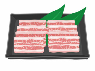 焼き肉の豚カルビのイラスト