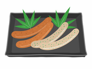 焼き肉のソーセージのイラスト