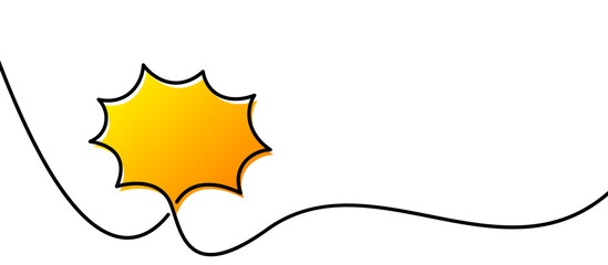 Yellow single line drawn empty speech bubble.