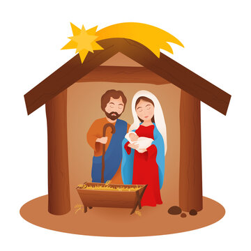 Nativity scene Bethlehem with Holy Family christmas vector