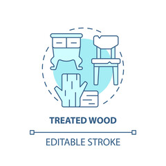 Treated wood blue concept icon. Wooden furniture recycling abstract idea thin line illustration. Lumber reprocessing. Waste collection service. Vector isolated outline color drawing. Editable stroke