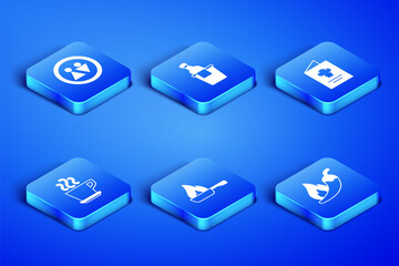 Set Hot chili pepper pod, Toilet, Frying pan, Coffee cup, Champagne ice bucket and Cookbook icon. Vector