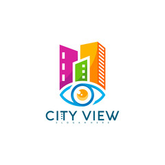Fototapeta premium City eye logo vector illustration design template. Creative design colorfull