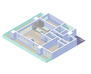 アイソメトリックな3ldkのマンションのイラスト