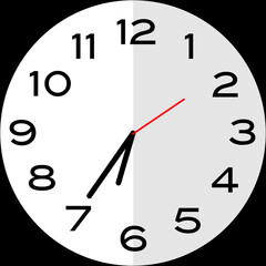25 minutes to 7 o'clock analog clock icon