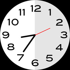 25 minutes to 9 o'clock analog clock icon