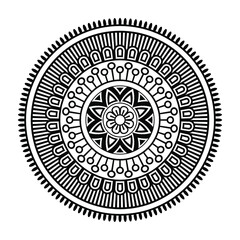 Isolated mandala in vector. Round line pattern. Vintage monochrome decorative element