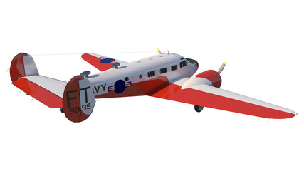 Airplane plane 1- Perspective B view white background 3D Rendering Ilustracion 3D