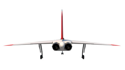 Fighter plane 1- Back view white background 3D Rendering Ilustracion 3D