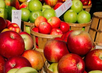 Naklejka na ściany i meble Closeup of apples for sale at a local farmers market