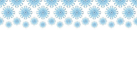 Winter blue background. Horizontal banner.