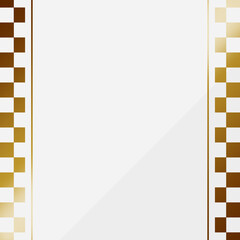 高級感のある市松模様背景　正方形　ホワイト＆ゴールド