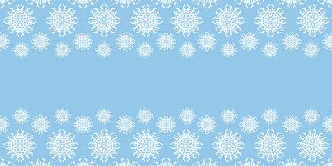 Winter blue background. Horizontal banner.