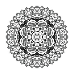 Vector monochrome mandala for card or coloring book