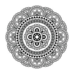 Black mandala. Round illustration in vector. Vintage decorative pattern for cooloting pages