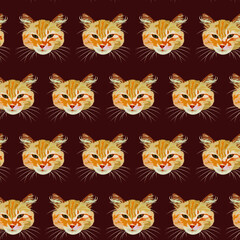 Vector drawing cute cats. Cat pet icon. For printing on fabric.
