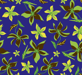Obraz premium Abstract Hand Drawing Peony Flowers and Leaves Seamless Vector Pattern Isolated Background