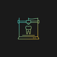 3d printing for dentistry gradient vector icon for dark theme. Dental implants production. Innovation in medical field. Thin line color symbol. Modern style pictogram. Vector isolated outline drawing