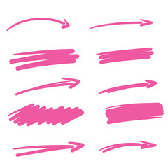 Pink arrow. Abstract rectangular shape. Strokes and smearing for background.