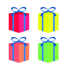 Illustration set of gift box wrapped in plain wrapping paper and ribbon
on white background vector illustration