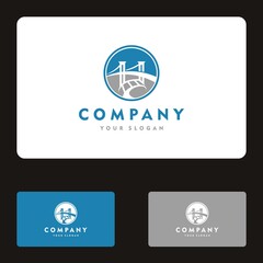 cinema suspension bridge flyover concept logo design vector