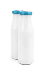 Pitcher of milk isolated on white background. Clipping path. Glass jug