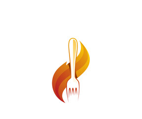 fire food restaurant logo design template