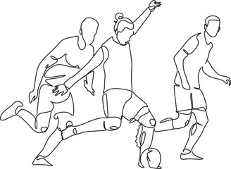 Fototapeta na wymiar Footbal one line vector.Single continuous line drawing of young sportive man train soccer freestyle, jump juggling with heel on the field. Football freestyler concept. Trendy one line draw design 