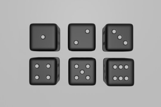 3D of rendering Of Black Dices on a White Background.