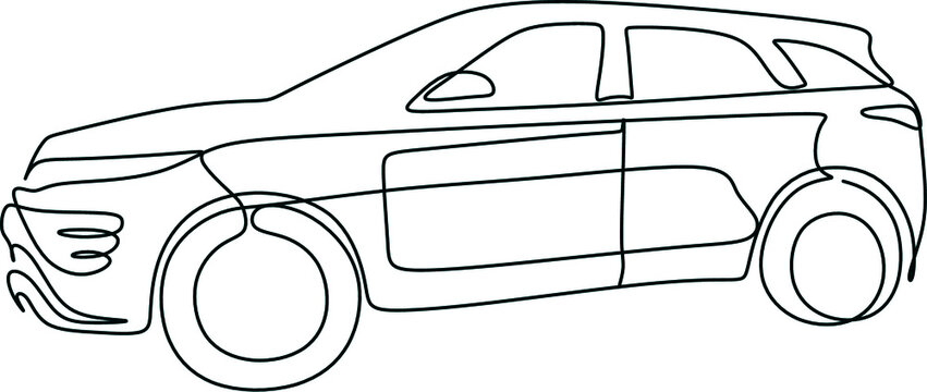recommend clip art: Car vector one line art. Line drawing car illstration