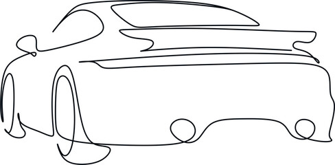 Car vector one line art. Line drawing car illstration © Victoria