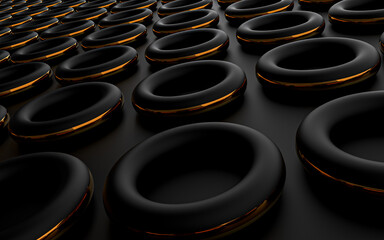 dark luxury abstract geometric ring circle background 3d rendering