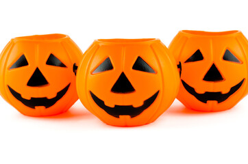 Pumpkins for Halloween Jack Lantern on a white background close up